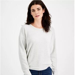 HIPPIE ROSE Juniors' Cutout Back Knit Top white Heather grey S, M, L